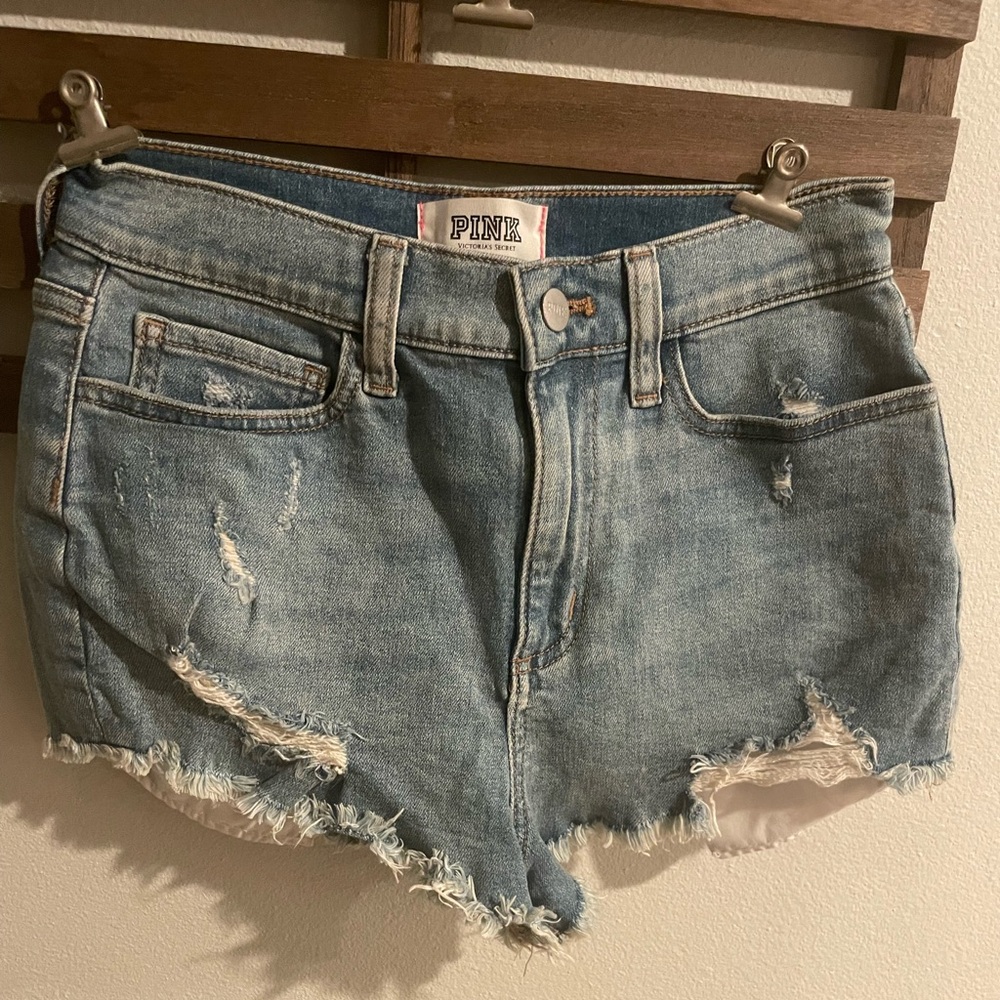 PINK Victoria's Secret Light‎ Blue Jean Shorts Size 2